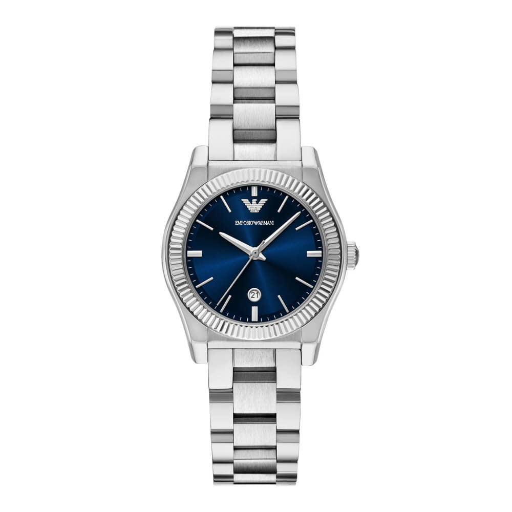 (W) 엠포리오 아르마니 다이노 43mm 라지 메탈 시계 블루 실버((W) Emporio Armani Dino 43mm Large Metal Watch Blue Silver) - 2