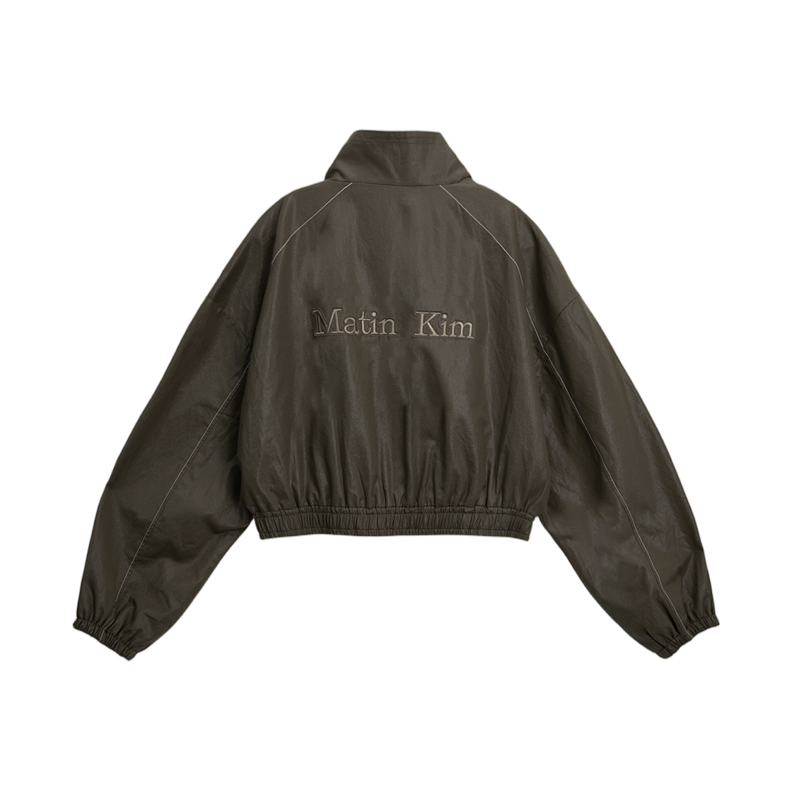 (W) 마뗑킴 마뗑 러프 코팅 크롭 봄버 카키((W) Matin Kim Matin Rough Coating Crop Bomber Khaki) - 1