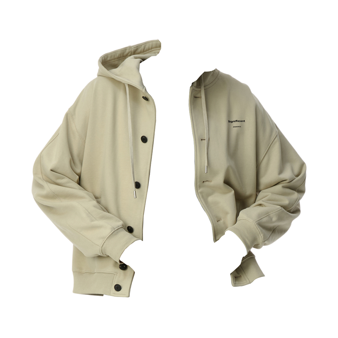 BO42FYHD0404BG Ader Error Significant Tag Hoodie Jacket 01 Beige