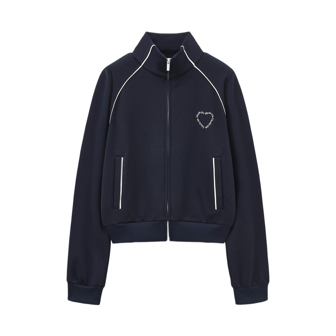 (W) 마뗑킴 하트 로고 트랙 점퍼 네이비((W) Matin Kim Heart Logo Track Jumper Navy) - 1