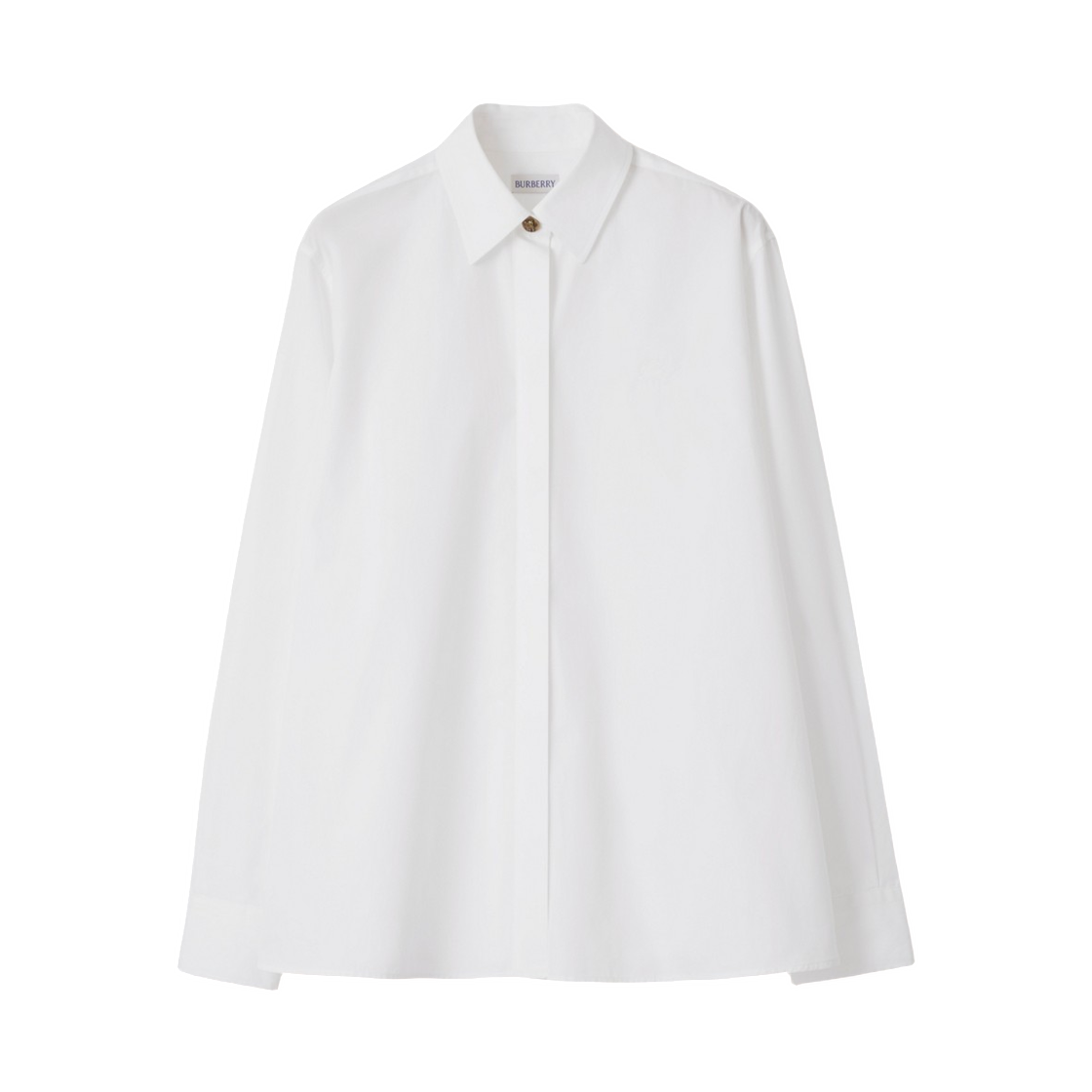 (W) 버버리 오버사이즈 코튼 포플린 셔츠 옵틱 화이트((W) Burberry Oversized Cotton Poplin Shirt Optic White) - 1