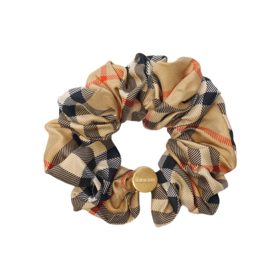 8119726 (W) Burberry Check Silk Scrunchie Sand Beige