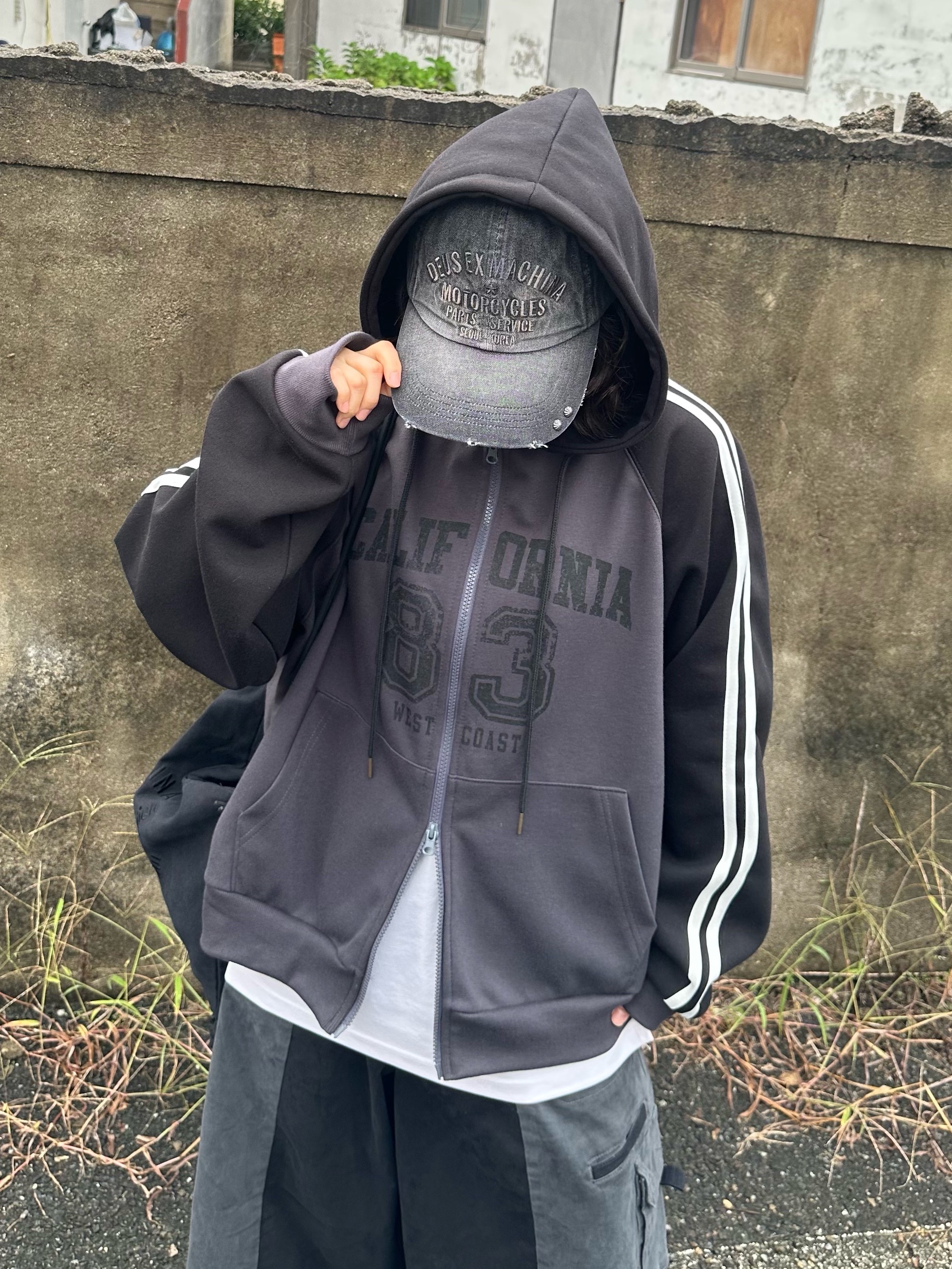 Deus Ex Machina Original Address Damgaed Cap Black Indigo 착용 스타일 - 2