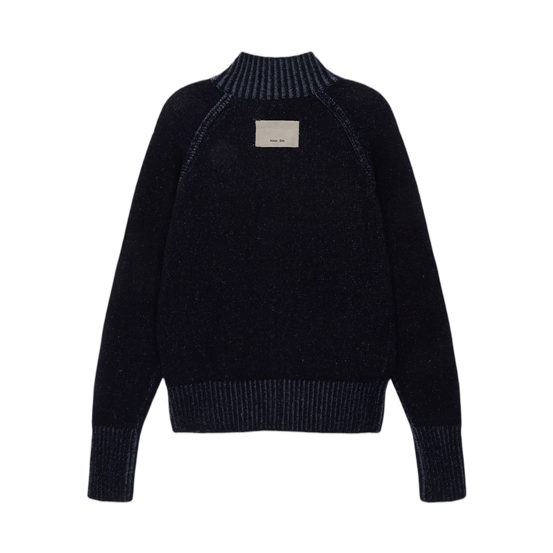 (W) 마뗑킴 투 톤 믹스드 니트 집업 네이비((W) Matin Kim Two Tone Mixed Knit Zip Up Navy) - 2
