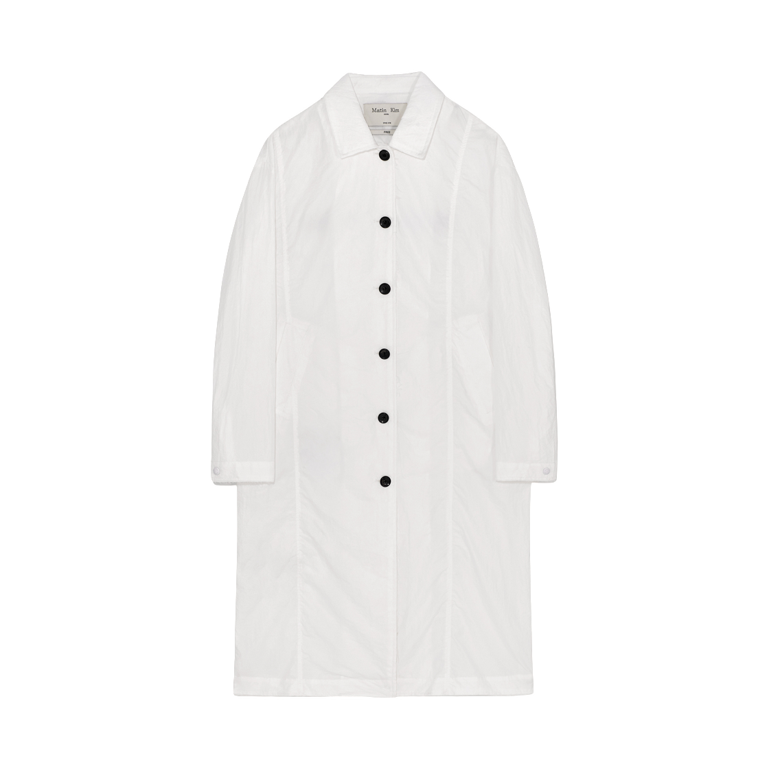 MK2511CT001MWH (W) Matin Kim Back Logo Point Nylon Long Coat White