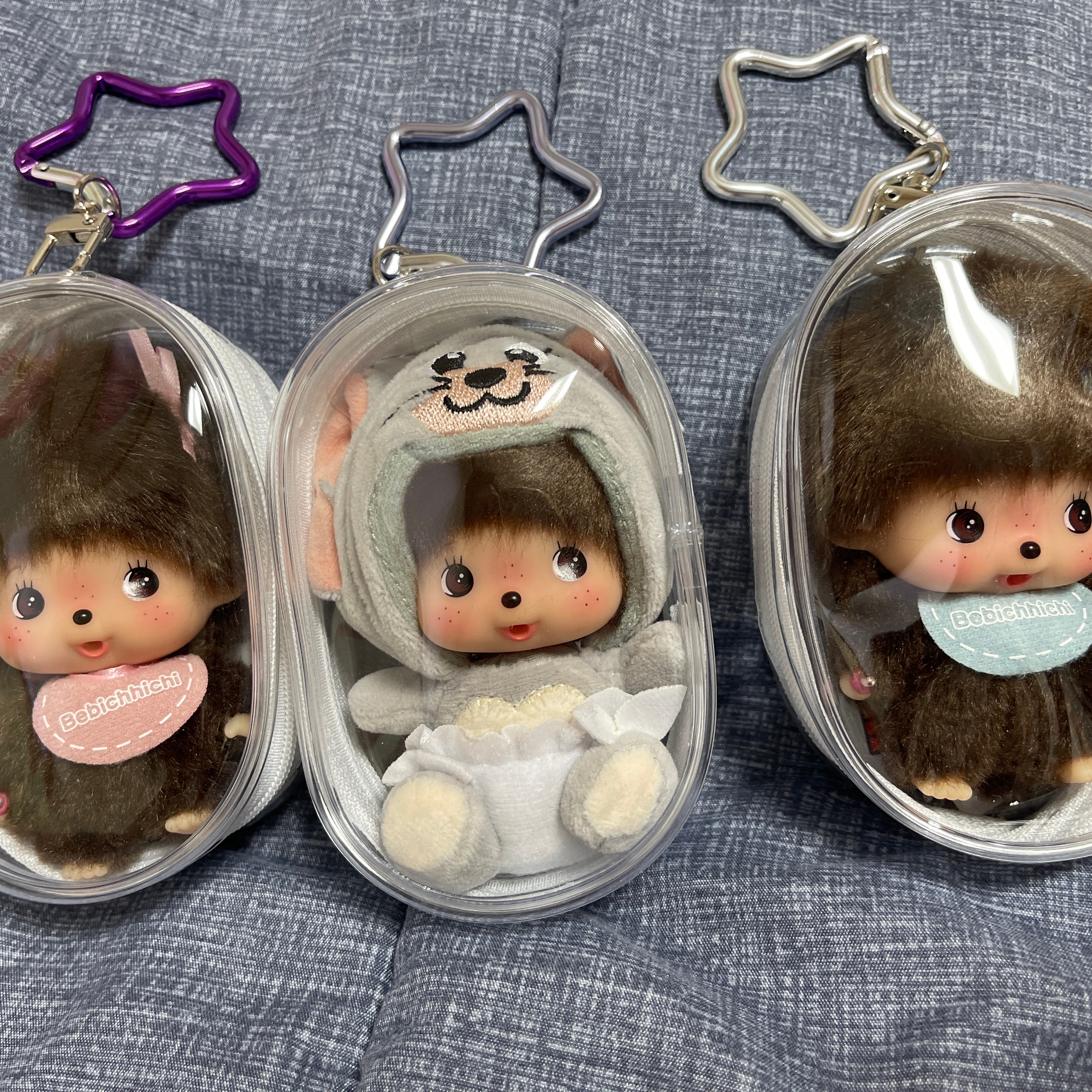 Monchhichi Bebichhichi Bighead SS Girl Key Chain Pink 착용 스타일