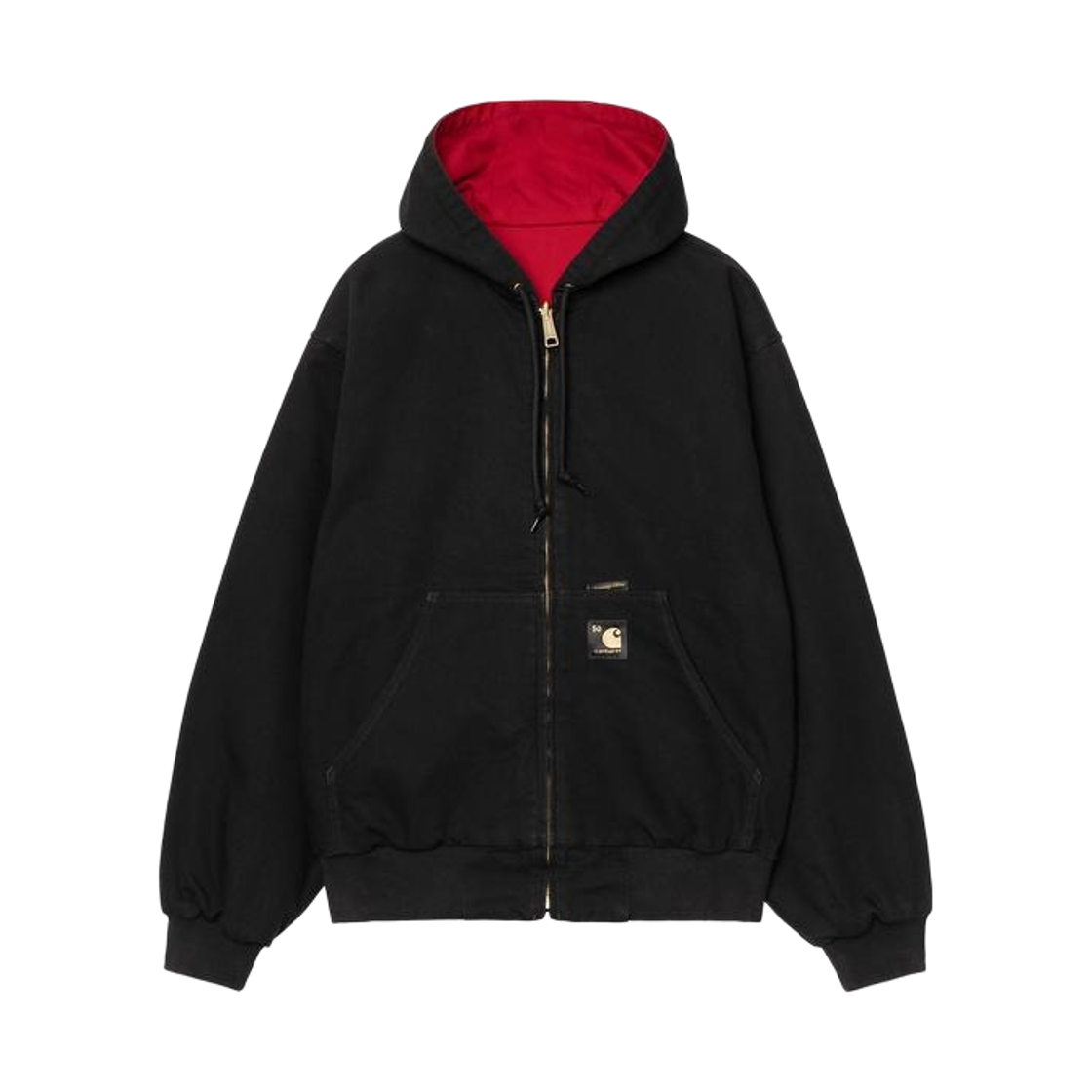 칼하트 WIP OG 액티브 레더 자켓 50주년 에디션 블랙 USA 레드(Carhartt WIP OG Active Canvas Jacket 50th Anniversary Edition Black USA Red)
