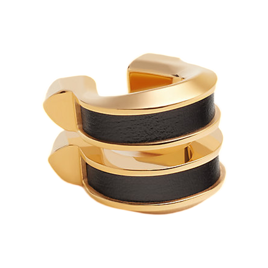 (W) 에르메스 벨트 이어 커프 박스 카프스킨 & 옐로우 골드 하드웨어 누아((W) Hermes Jockette Ear Cuff Box Calfskin & Yellow Gold Noir)