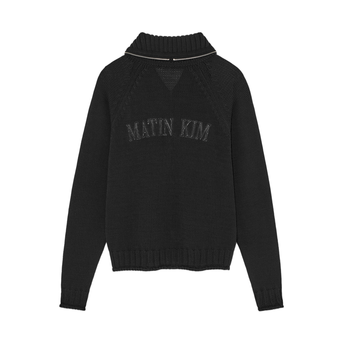 (W) 마뗑킴 아플리케 로고 패치 니트 집업 블랙((W) Matin Kim Applique Logo Patch Knit Zip Up Black) - 2