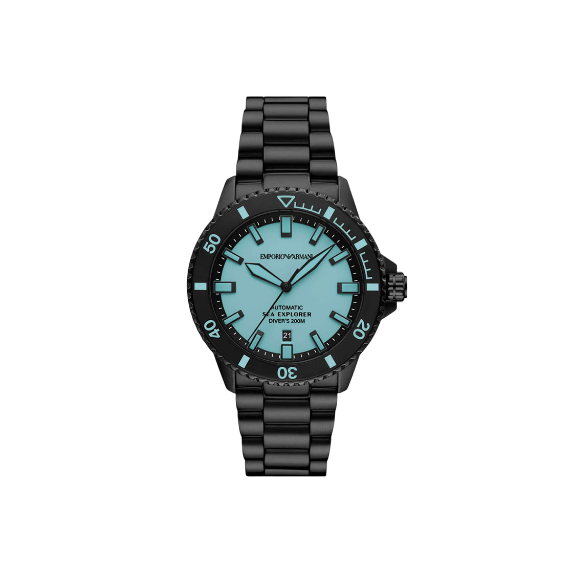 엠포리오 아르마니 씨 익스프로어 42.5mm 다이버 메탈 시계 블루 블랙(Emporio Armani Sea Explorer 42.5mm Diver Metal Watch Blue Black)