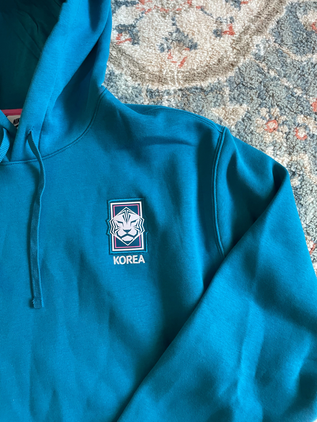 Nike Korea Fleece Pullover Hoodie Green Abyss 착용 스타일 - 3