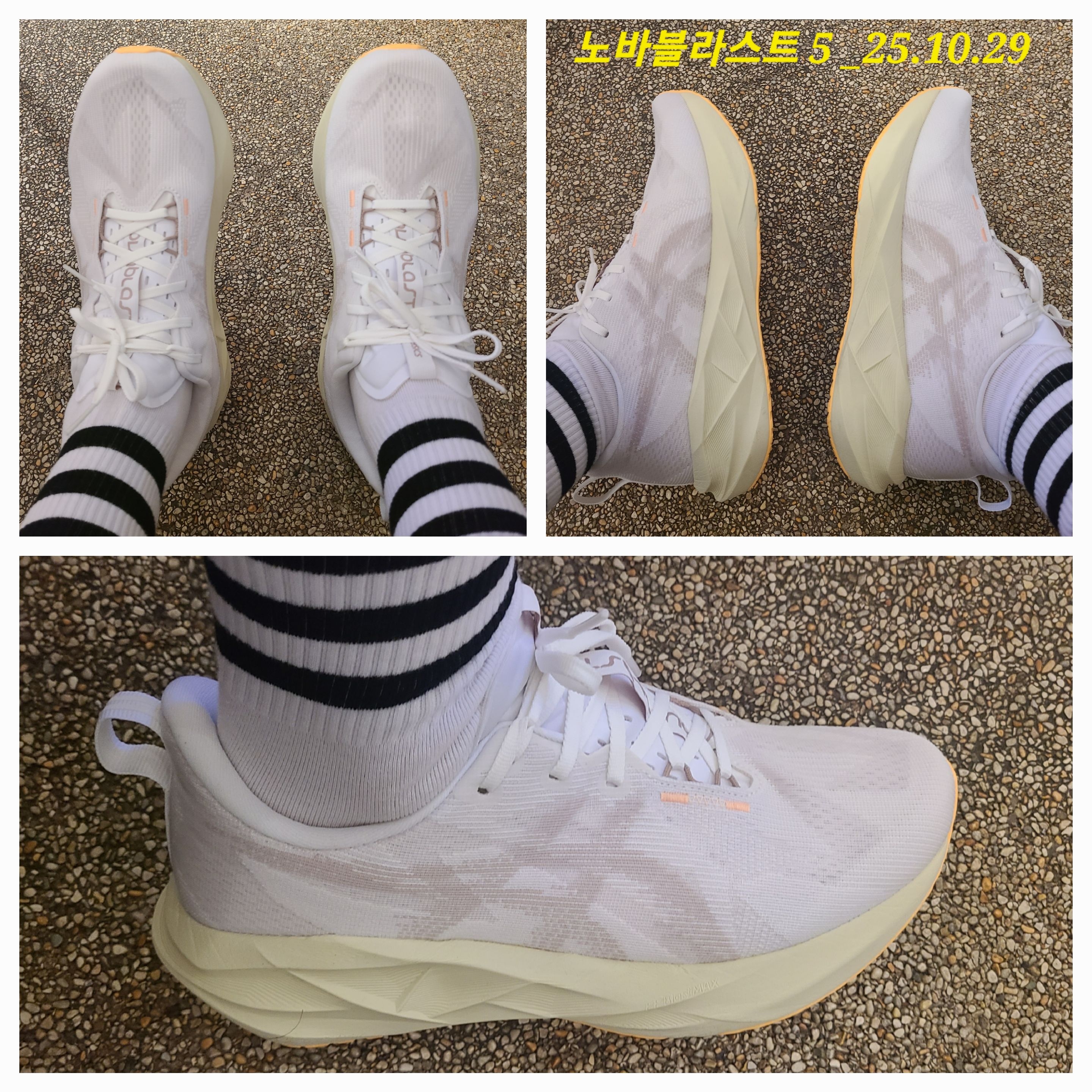 Asics Novablast 5 White Fawn - 2E Wide 착용 스타일