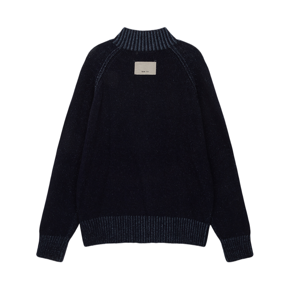 (W) 마뗑킴 투 톤 믹스드 니트 집업 네이비((W) Matin Kim Two Tone Mixed Knit Zip Up Navy) - 2