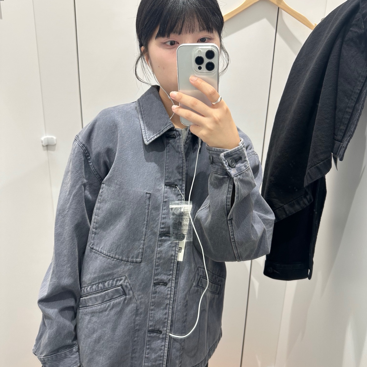 Uniqlo Oversized Denim Jacket Gray - KR 착용 스타일