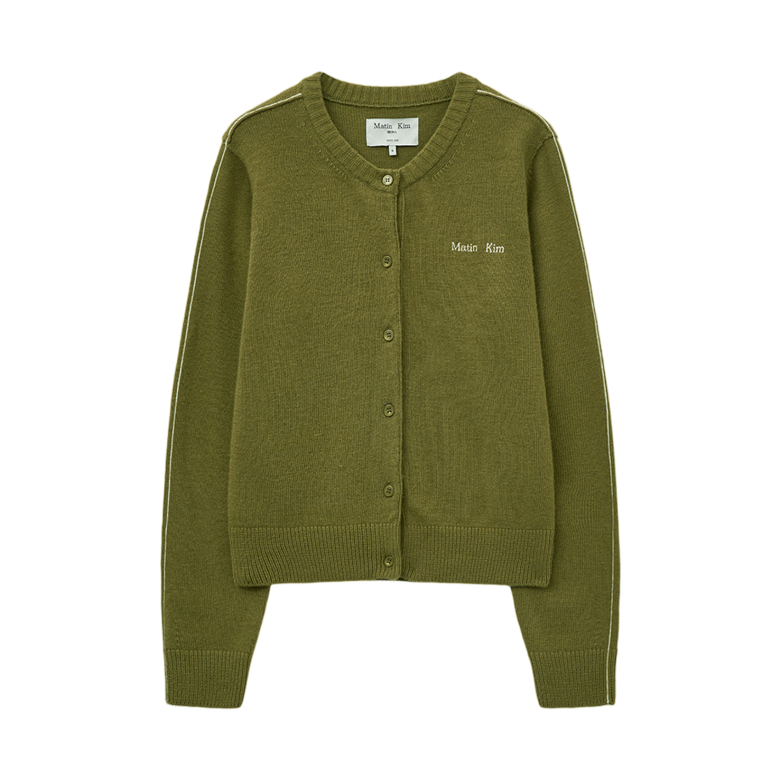 (W) 마뗑킴 캐시미어 블렌디드 라운드 니트 가디건 올리브((W) Matin Kim Cashmere Blended Round Knit Cardigan Olive)