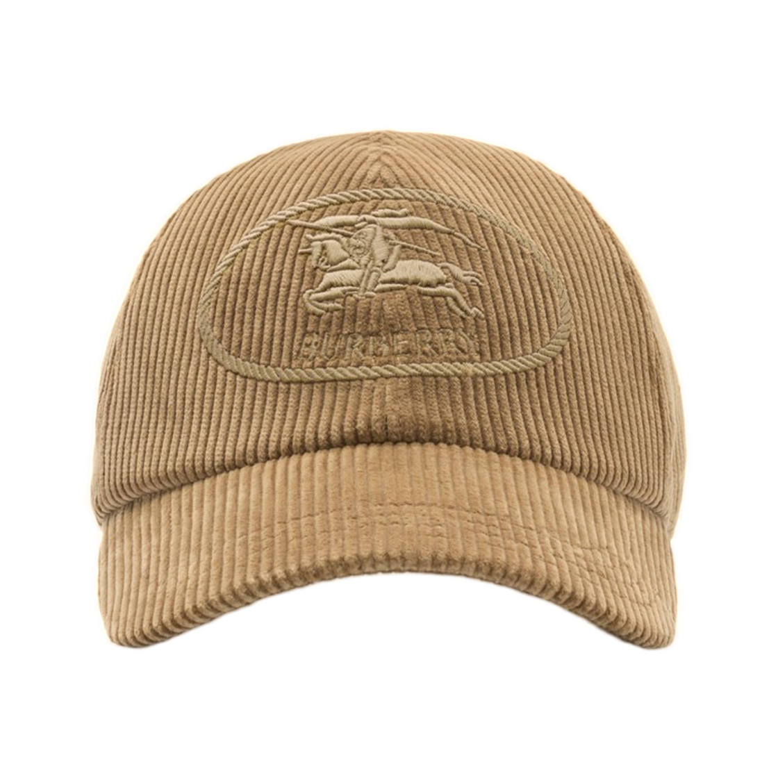 (W) 버버리 나이트 스탬프 코듀로이 베이스볼 캡 스윕 베이지((W) Burberry Knight Stamp Corduroy Baseball Cap Sweep Beige) - 1