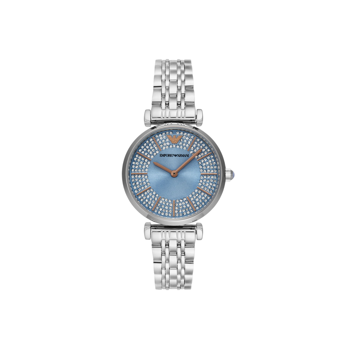 (W) 엠포리오 아르마니 지아니 32mm T-바 메탈 시계 블루 실버((W) Emporio Armani Gianni 32mm T-bar Metal Watch Blue Silver)