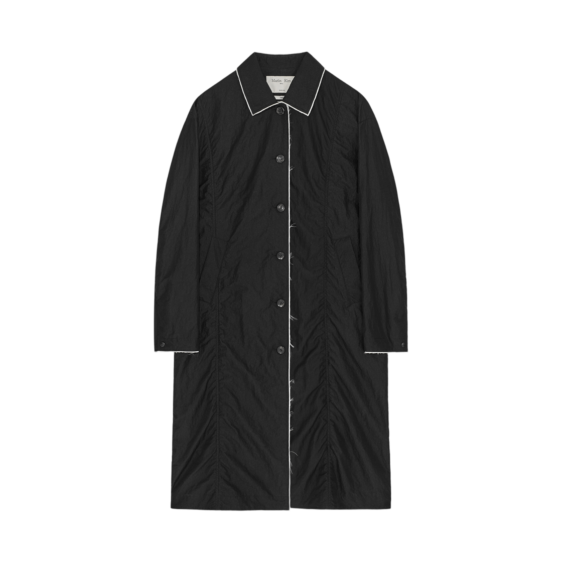 MK2511CT001MBB (W) Matin Kim Back Logo Point Nylon Long Coat Black
