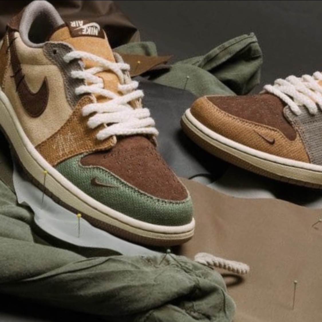 Jordan 1 x Zion Williamson Retro Low OG Flax and Oil Green 착용 스타일