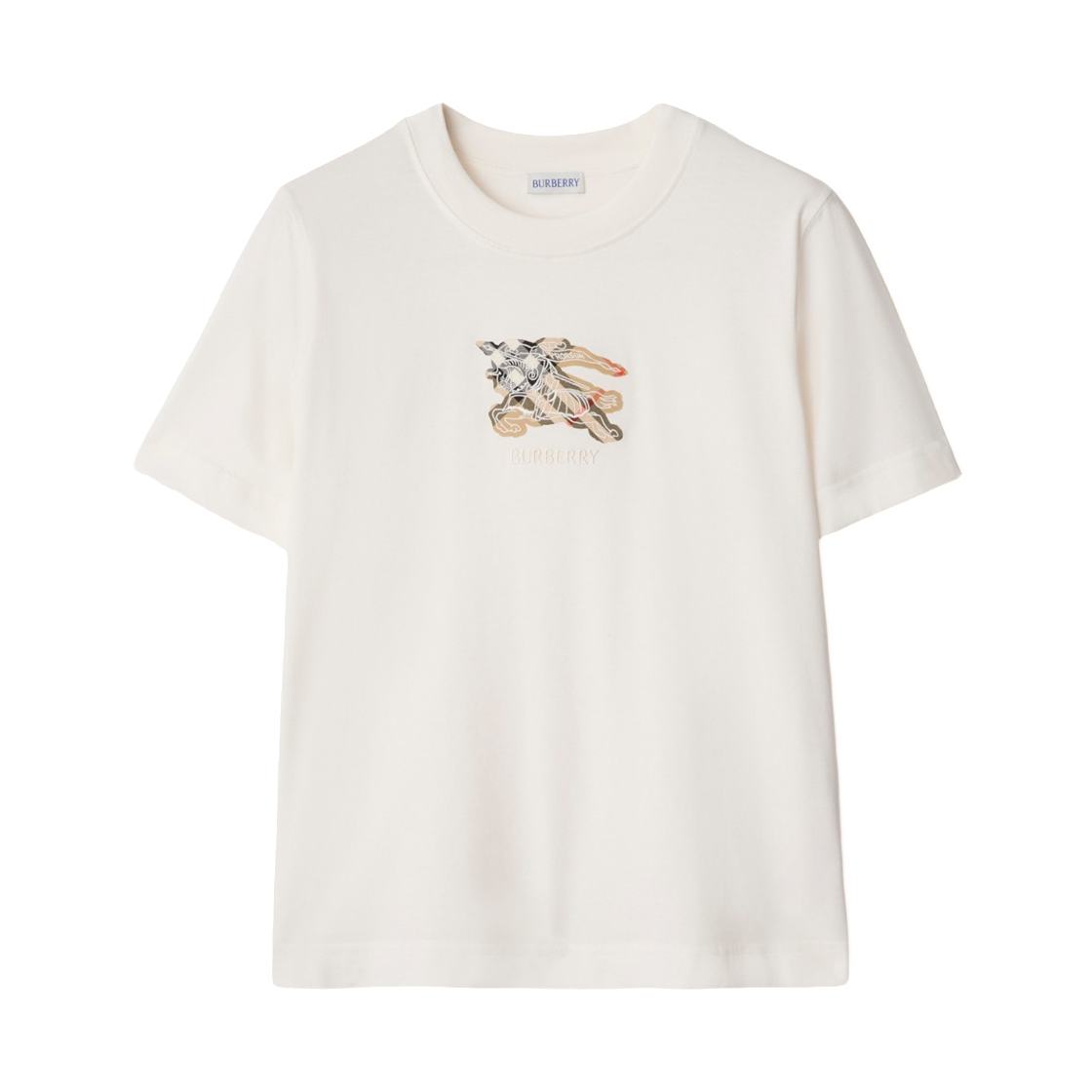 8116161 (W) Burberry EKD Check Cotton T-Shirt Chalk White