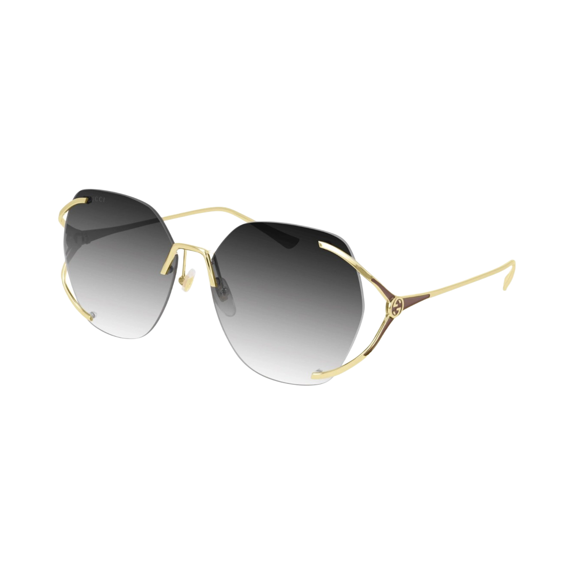 GG0651S-002 Gucci Rectangular Square Frame Sunglasses Gold