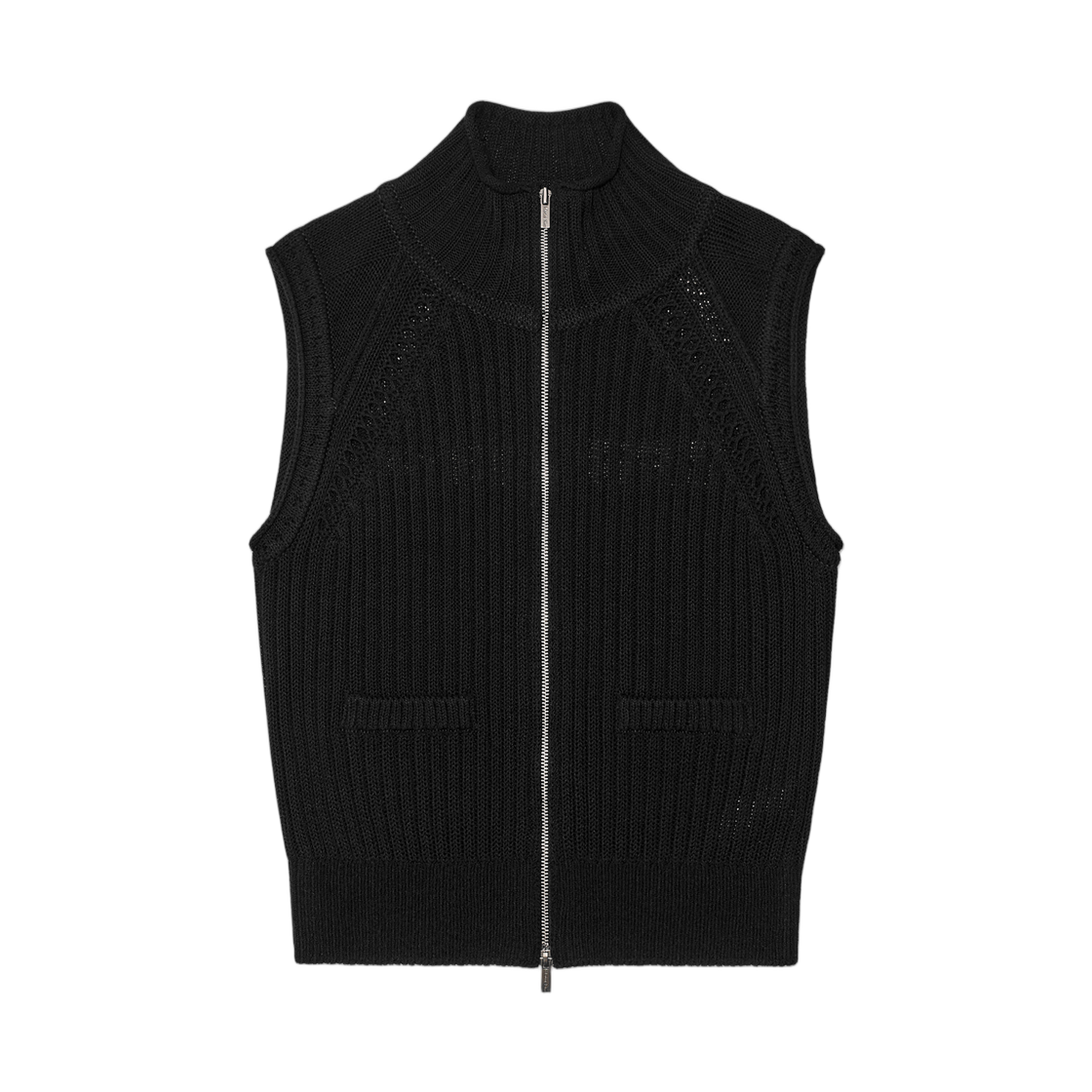 MK2534KV006MBB (W) Matin Kim Back Logo High Neck Knit Vest Black