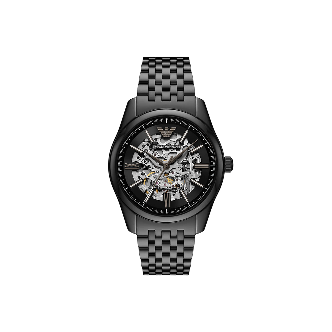 엠포리오 아르마니 안토니오 43mm 스켈레톤 메탈 시계 블랙 블랙(Emporio Armani Antonio 43mm Skeleton Metal Watch Black Black) - 1