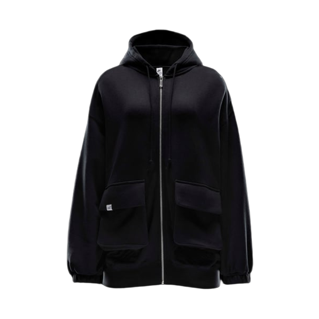 (W) 나이키 NSW 오버사이즈 풀 집 프렌치 테리 후드 블랙 앤트러사이트 - 아시아((W) Nike NSW Oversized Full Zip French Terry Hoodie Black Anthracite - Asia) - 1