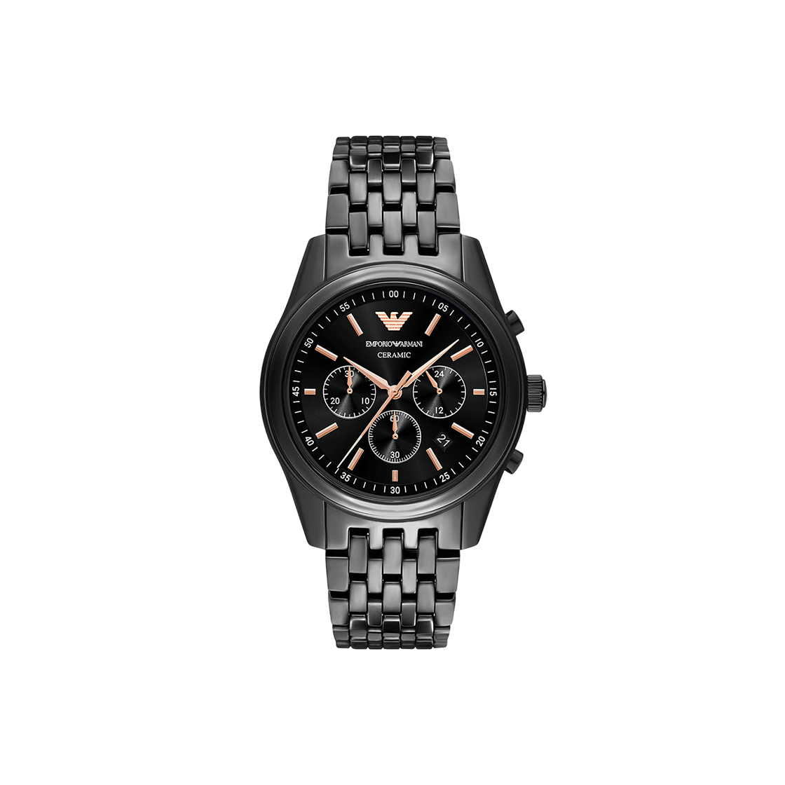 엠포리오 아르마니 안토니오 43mm 크로노그래프 세라믹 시계 블랙 블랙(Emporio Armani Antonio 43mm Chronograph Ceramic Watch Black Black) - 1