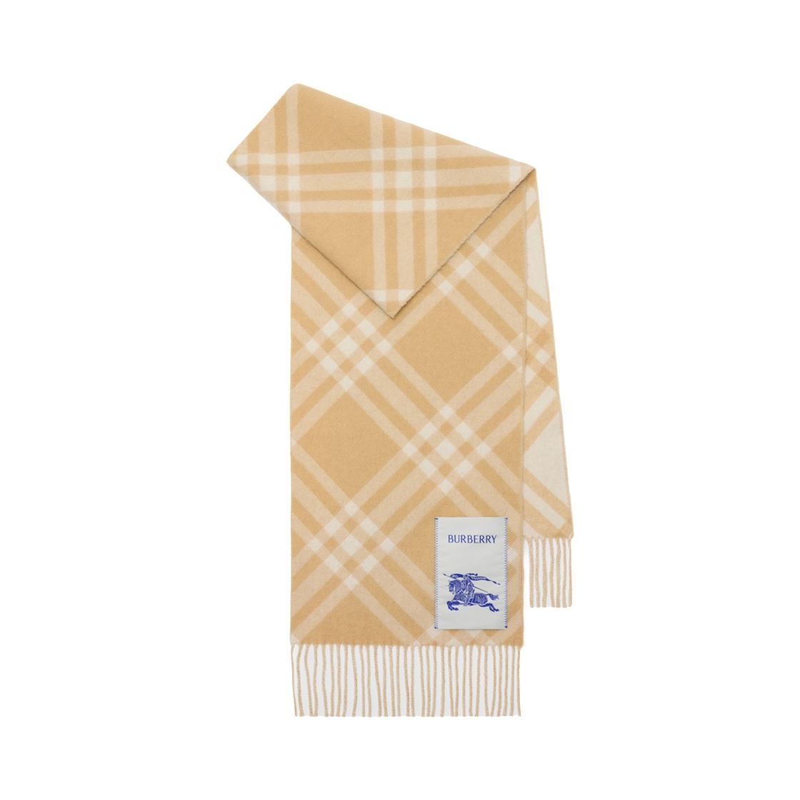 8115258 (W) Burberry Check Cashmere Muffler Sand Beige