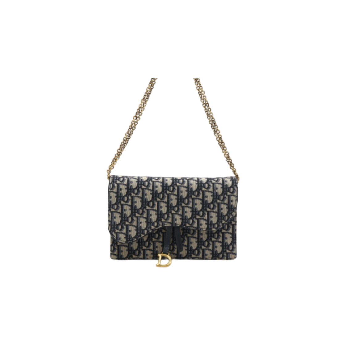 디올 S5620CTZQ 오블리크 새들 플랩 파우치 금장 체인 숄더백 겸 크로스백 aa54845(Dior S5620CTZQ Oblique Saddle Flap Pouch with Gold Chain Shoulder and Crossbody Bag AA54845) - 1