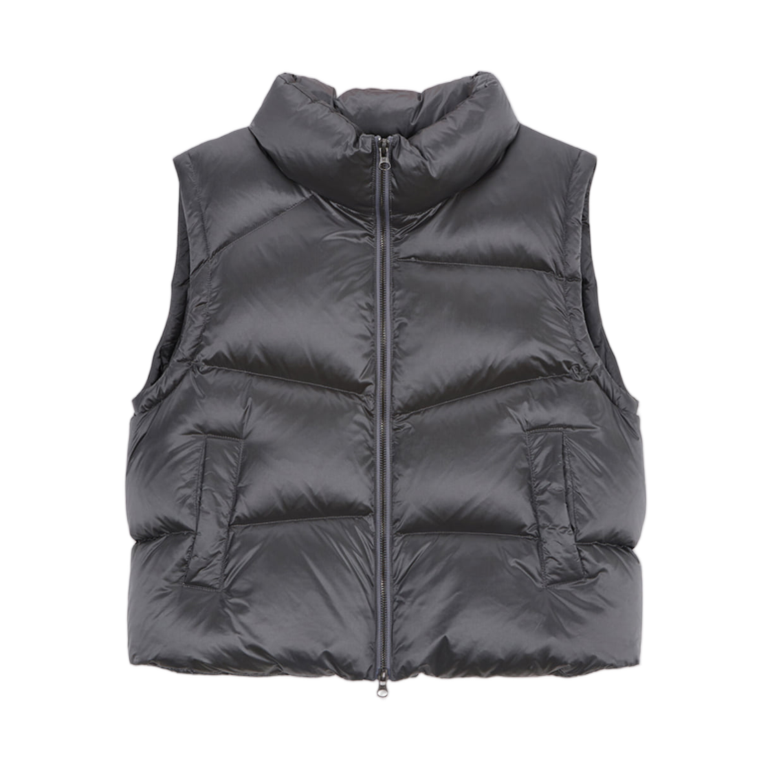 (W) 마뗑킴 언밸런스 퀼티드 다운 베스트 그레이((W) Matin Kim Unbalance Quilted Down Vest Grey)