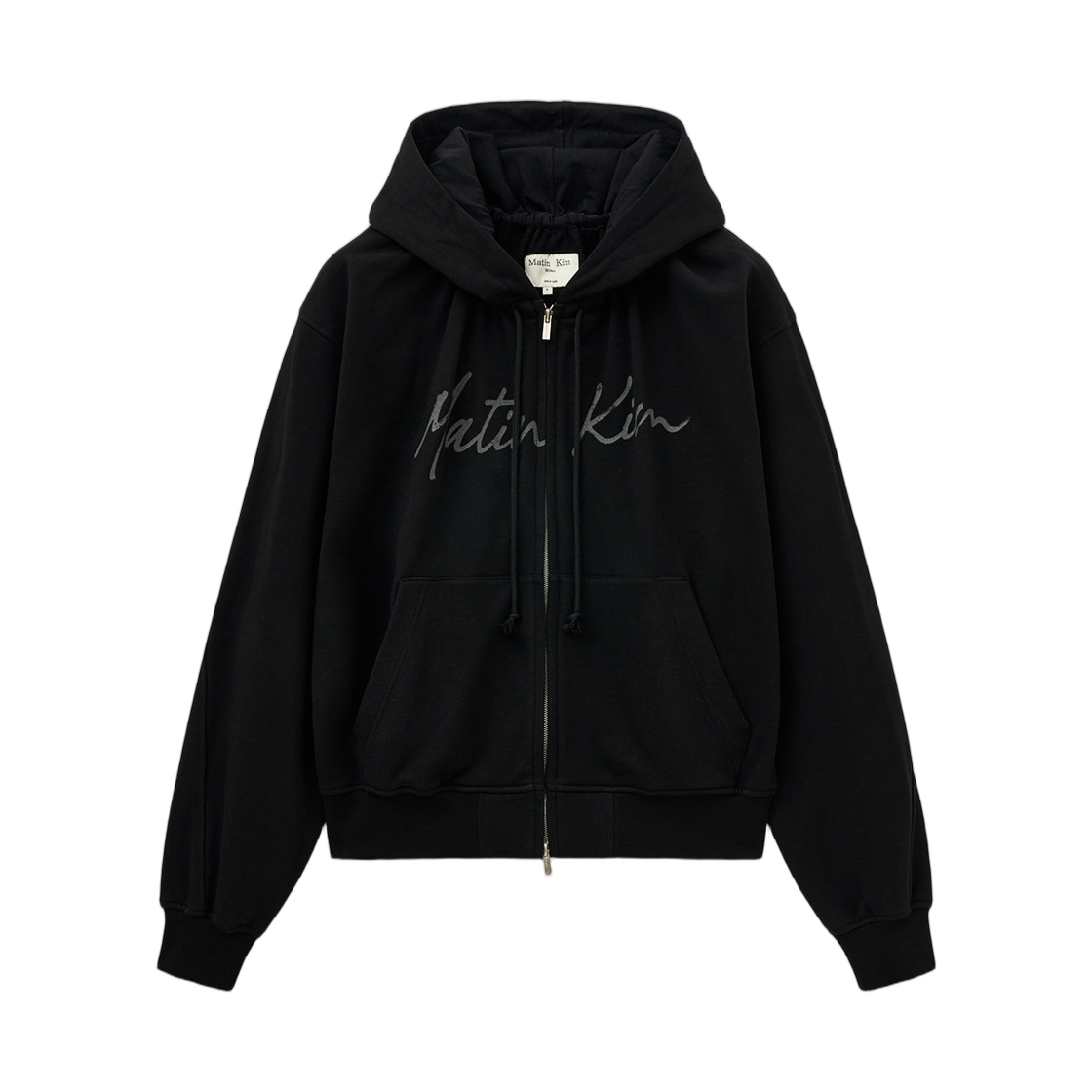 MK259OJP052MBB (W) Matin Kim Drawstring Point Zip Up Hoody Black