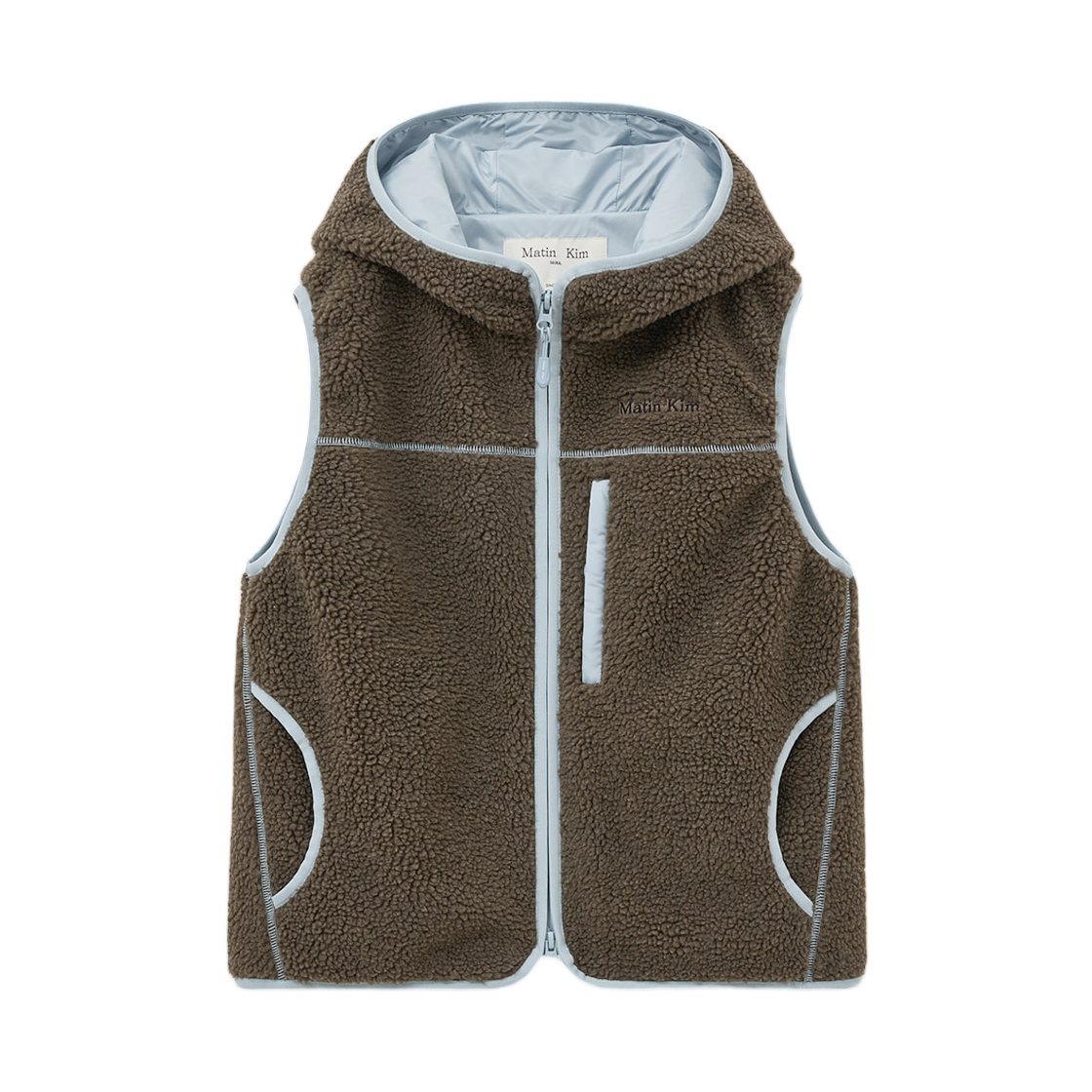 MK259OVT003MDB (W) Matin Kim Fleece Hoody Vest Dark Brown