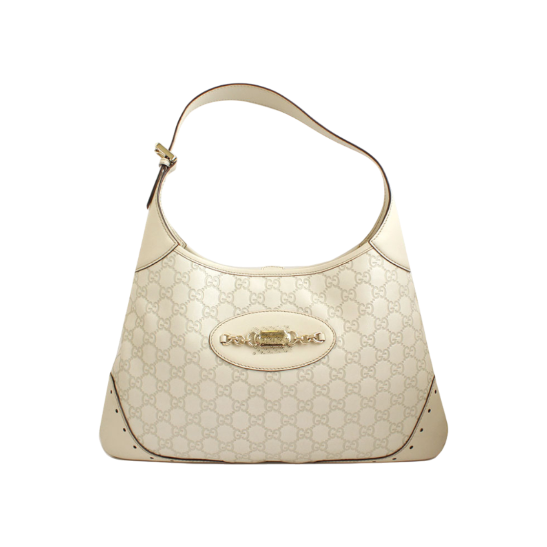 ITBL96L8N2DQ Gucci Shima Silver Trim Ivory Hobo Bag