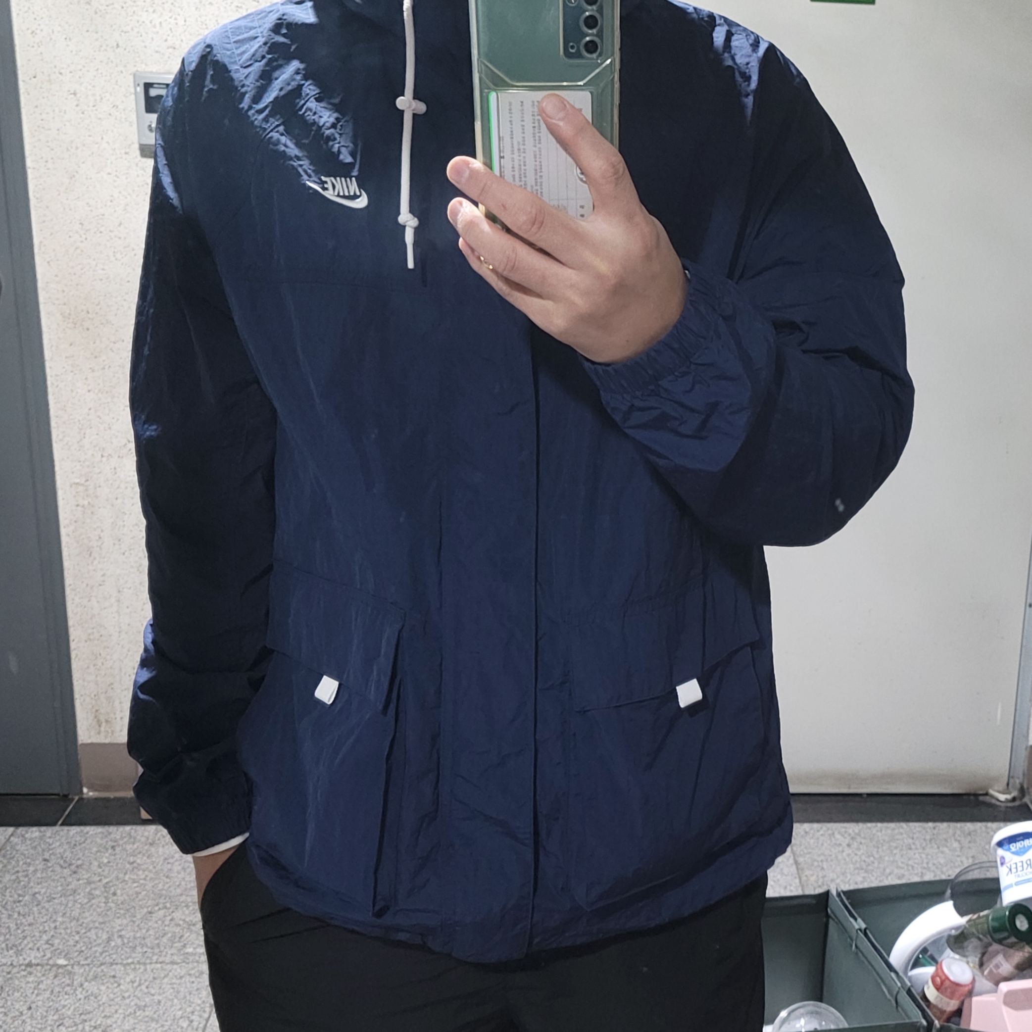 Nike Club Bowline Jacket Midnight Navy White - Asia 착용 스타일