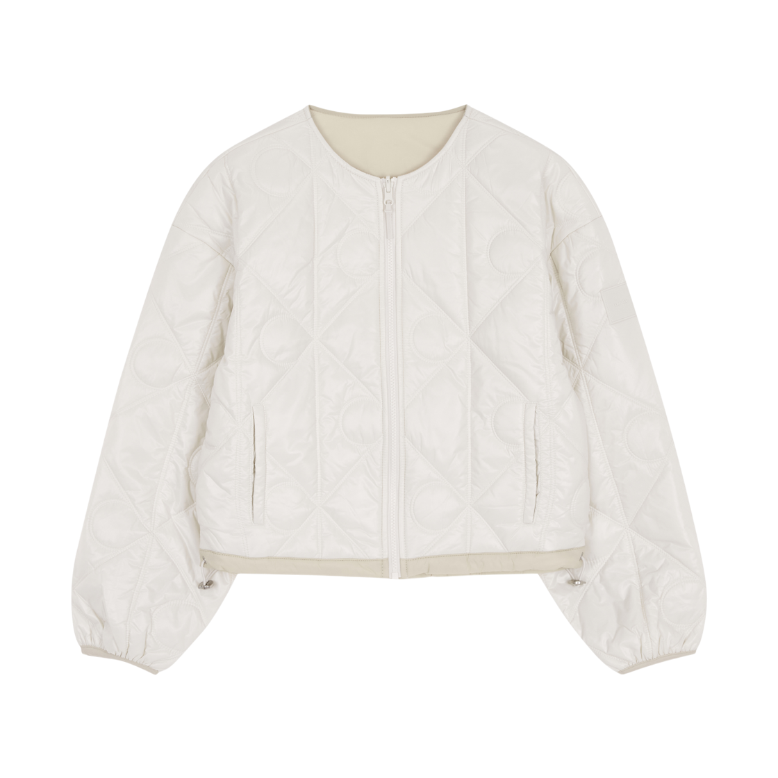 44D511G67U (W) Calvin Klein Logo Quilted Padded Jacket Chalk