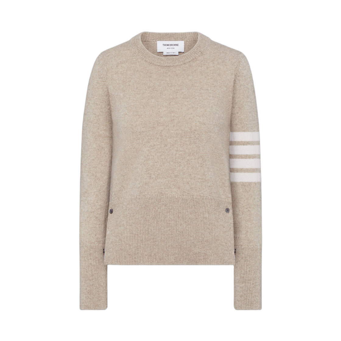 FKA507A-Y1026-250 (W) Thom Browne Jersey Stitch Shetland Wool 4-Bar Pullover Khaki