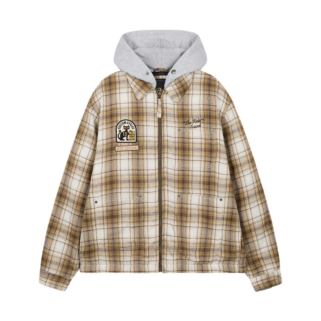 - Deus Ex Machina Graphic Hoodie Shirt Jacket Beige