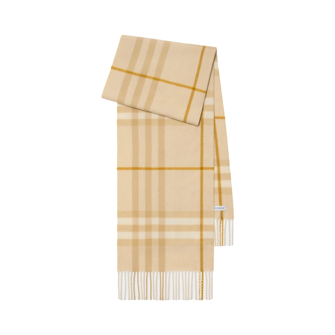 8112632 (W) Burberry Check Cashmere Muffler White Denim