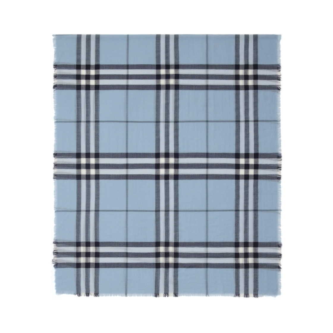 8112465 (W) Burberry Wide Check Wool Muffler Bank Blue