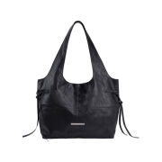 Matin Kim Side String Leather Big Shoulder Bag Black