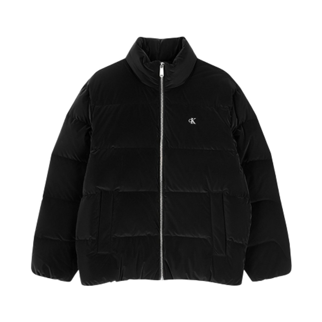 캘빈 클라인 모크넥 메트 글로시 푸퍼 자켓 블랙(Calvin Klein Mock Neck Matte Glossy Puffer Jacket Black)