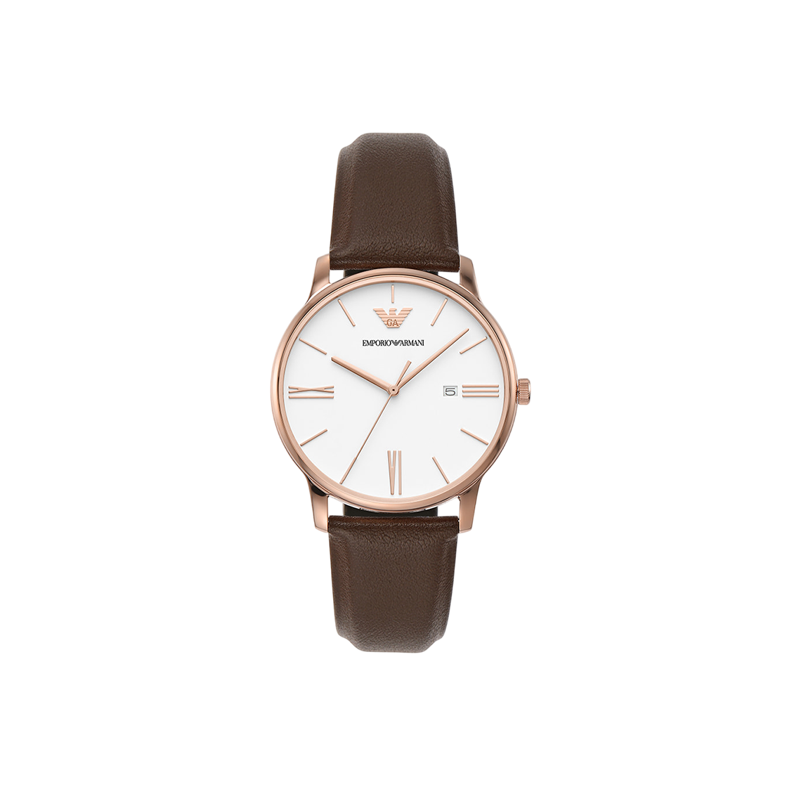 엠포리오 아르마니 미니멀리스트 42mm 가죽 시계 화이트 브라운(Emporio Armani Minimalist 42mm Leather Watch White Brown)