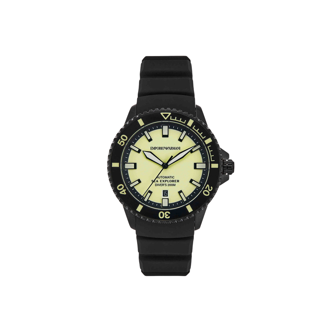 AR60085 Emporio Armani Sea Explorer 42.5mm Diver Urethane Watch Yellow Black
