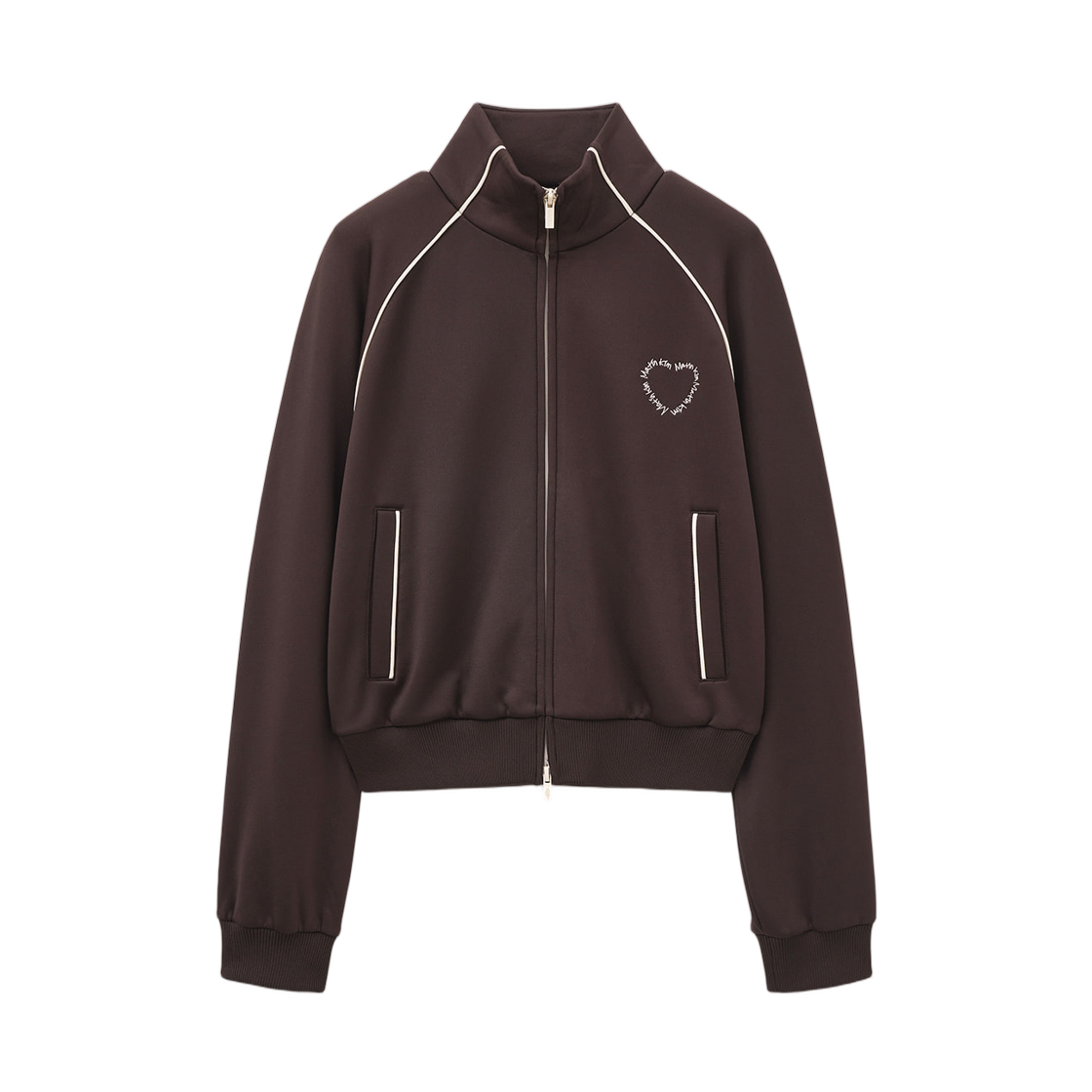 (W) 마뗑킴 하트 로고 트랙 점퍼 브라운((W) Matin Kim Heart Logo Track Jumper Brown) - 1