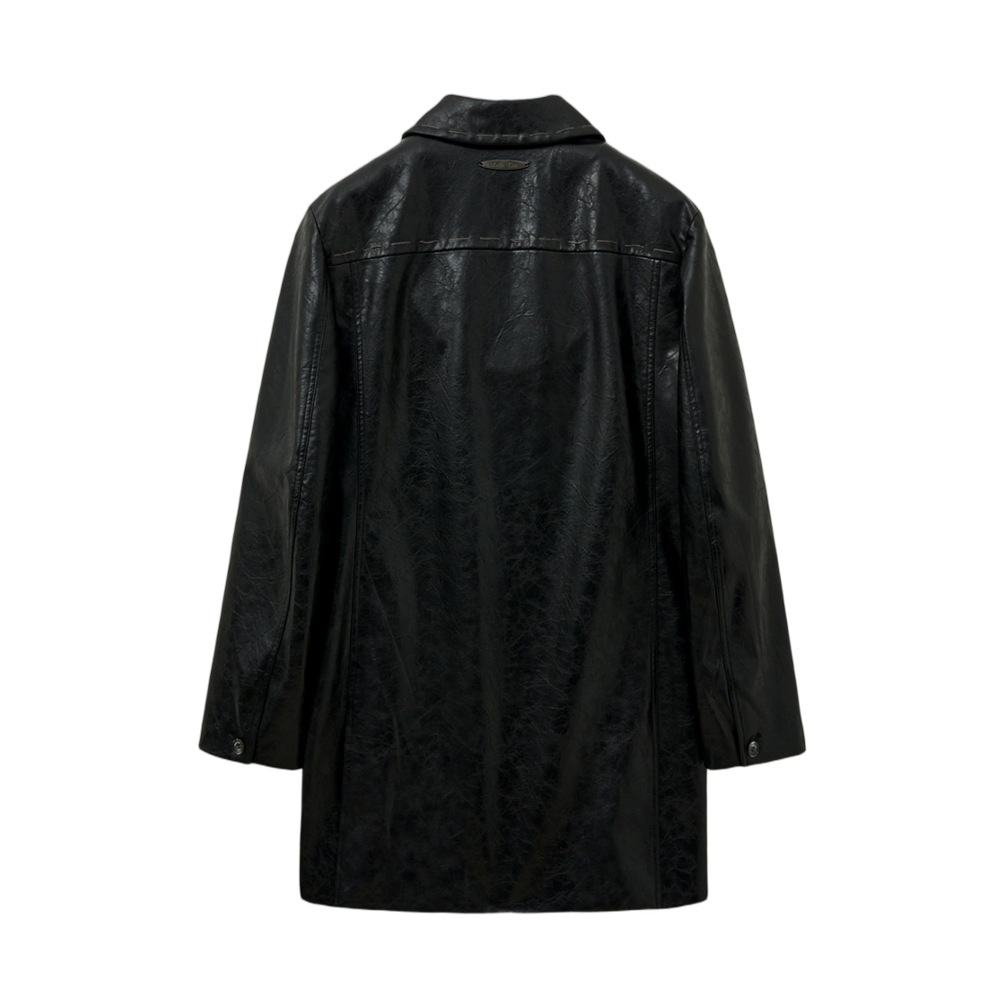 (W) 마뗑킴 포우 레더 하프 더블 자켓 블랙((W) Matin Kim Faux Leather Half Double Jacket Black) - 2