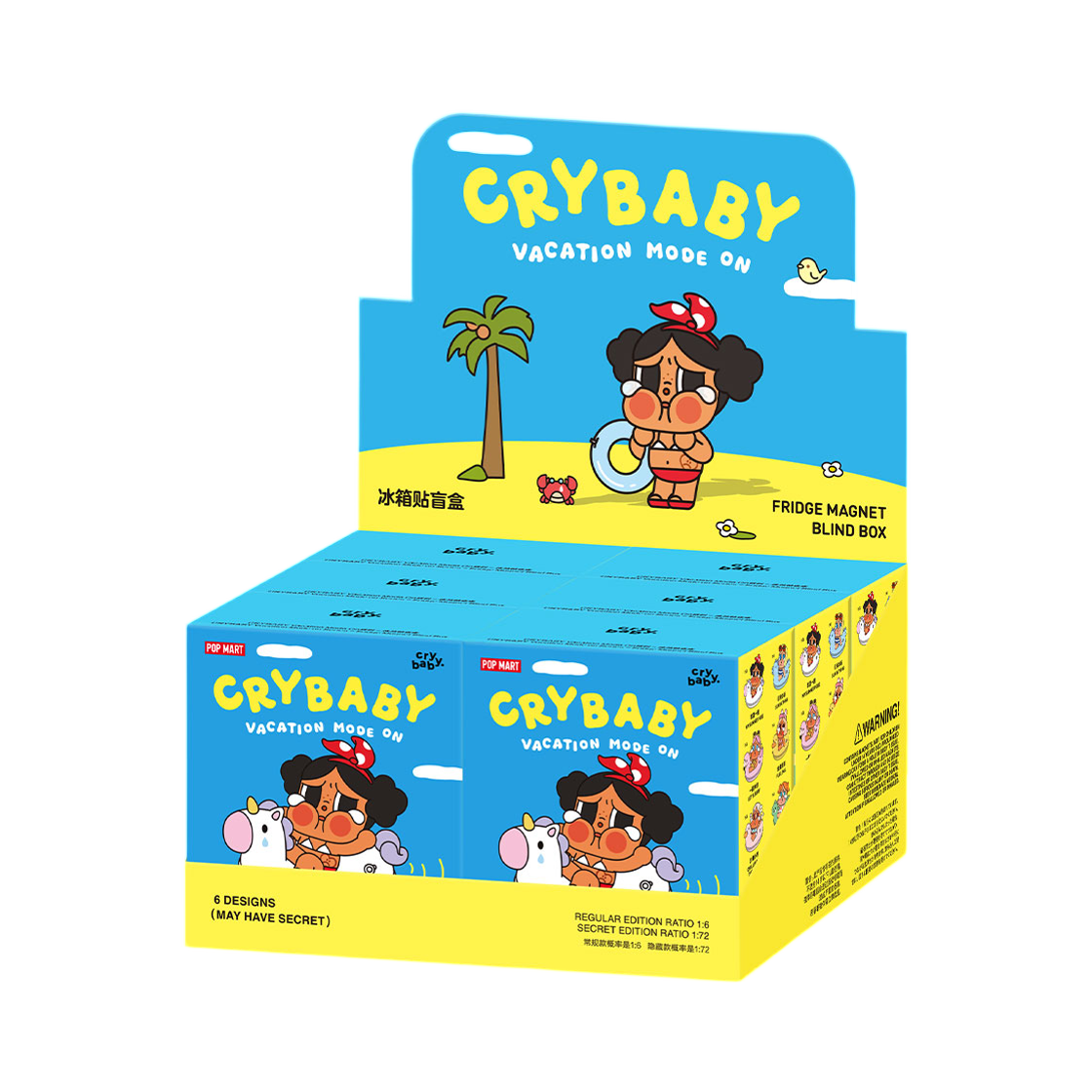 - Pop Mart Crybaby Vacation Mode On Series Fridge Magnet Sealed Case (6 Blind Boxes)