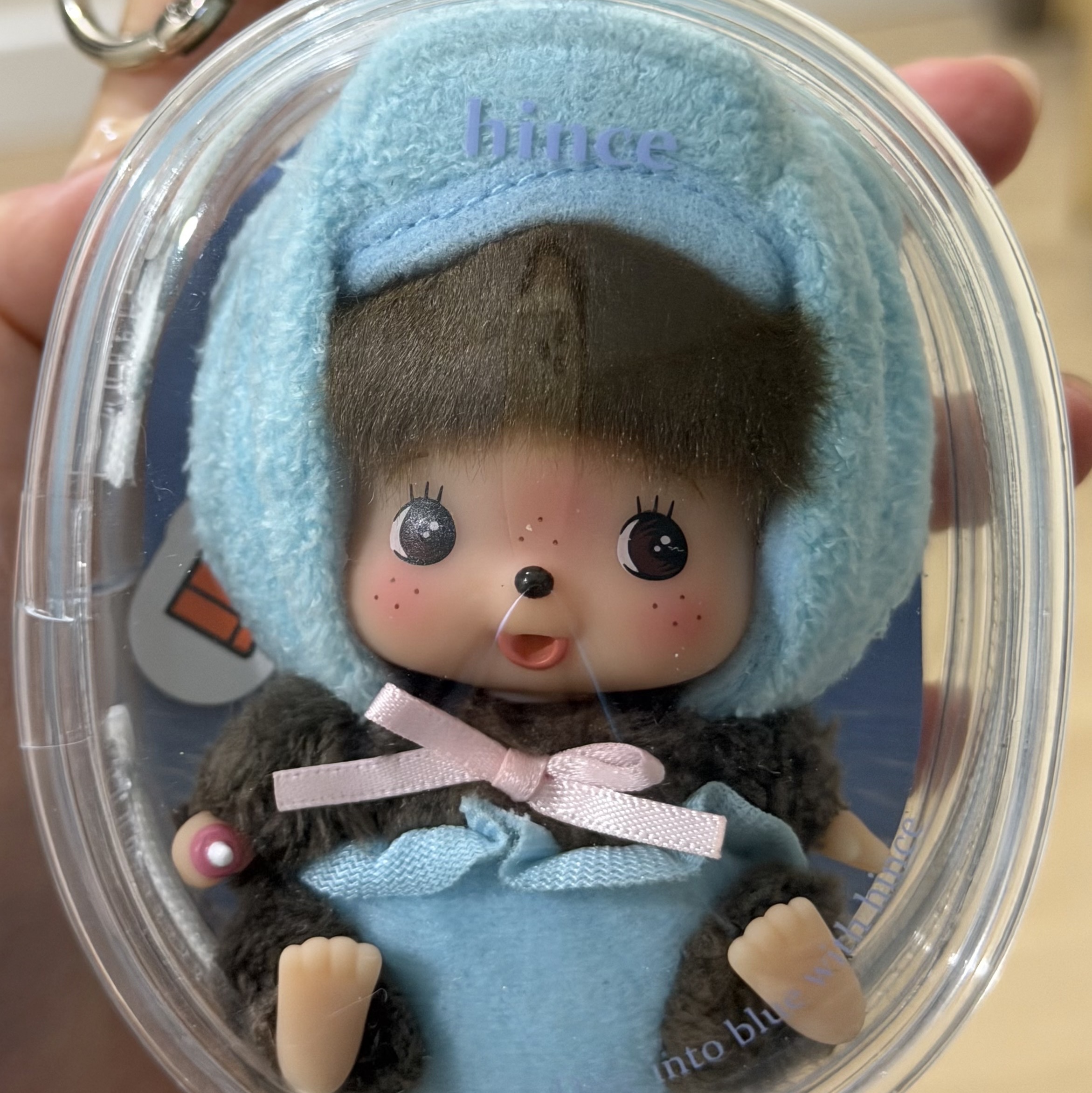 Monchhichi Bebichhichi Bear Key Chain Blue 착용 스타일