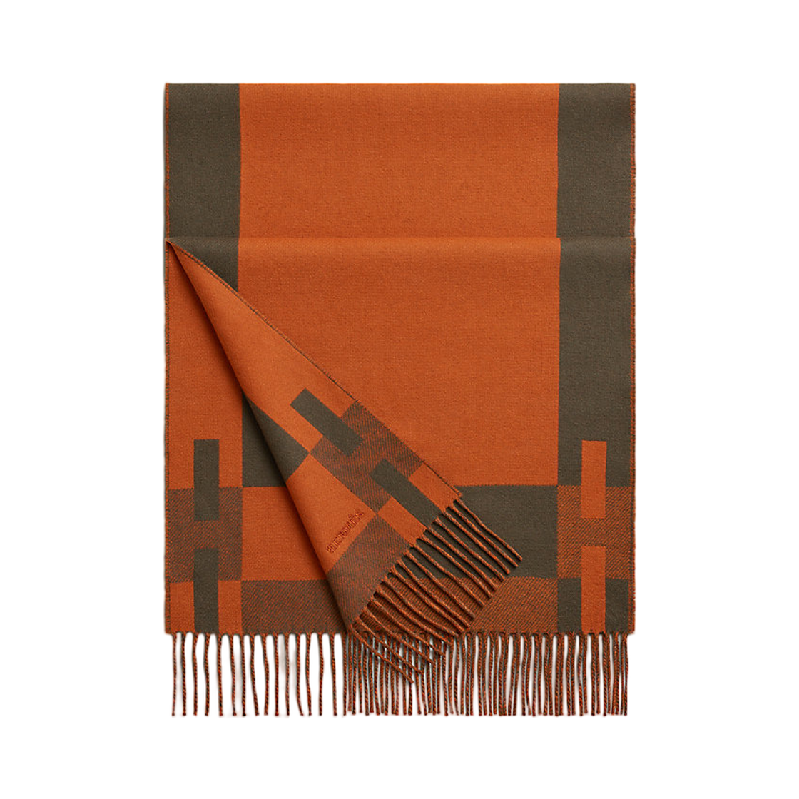 에르메스 H 빠썽 머플러 시트루이유 바잘트(Hermes H Passant Muffler Citrouille Basalte) - 1